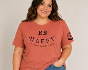 Mason Jar Label - Be Happy Graphic Tee 2XL - NWOT